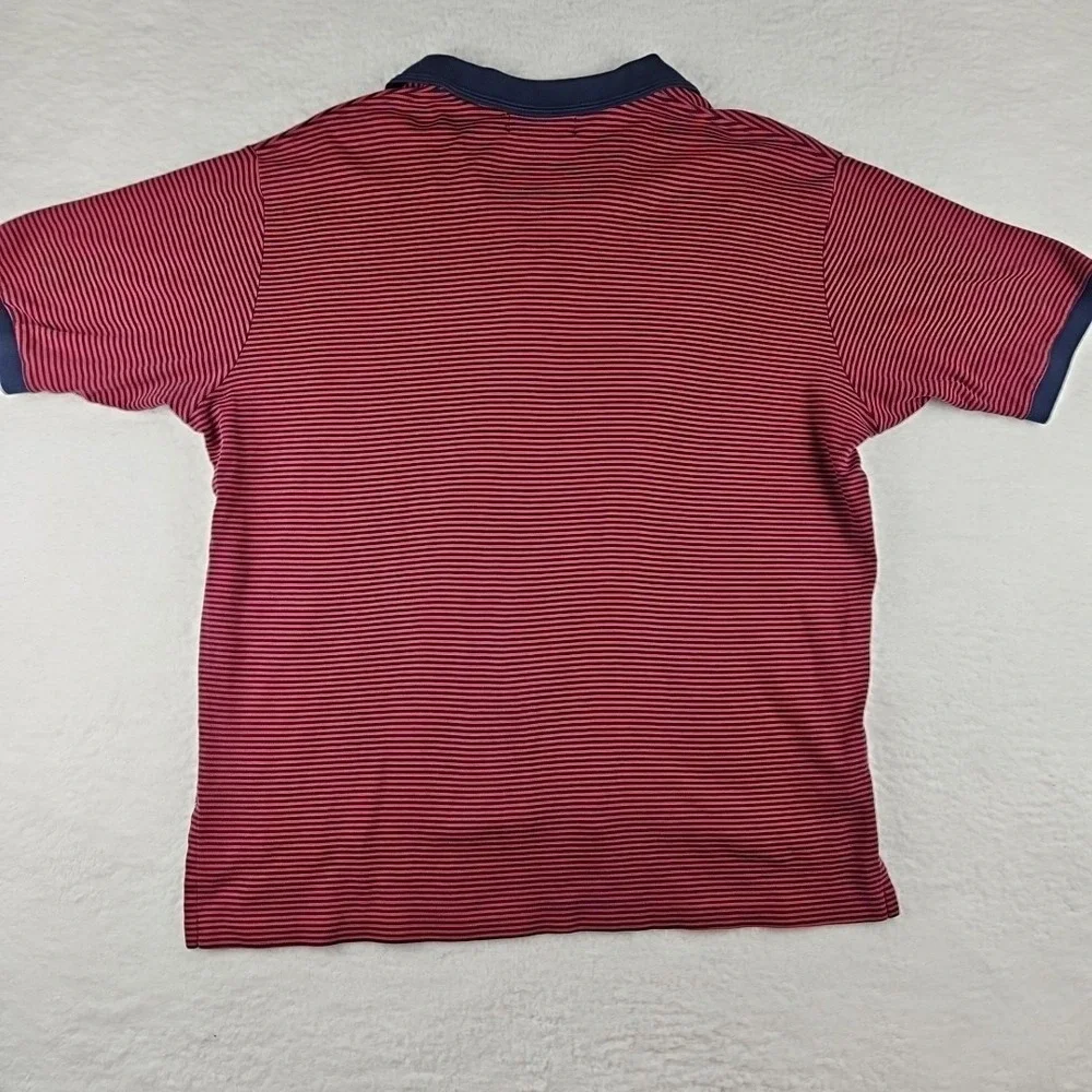 Vintage Polo Golf Ralph Lauren Shirt Men's XXL Red Black Stripes 1/4 Button Logo